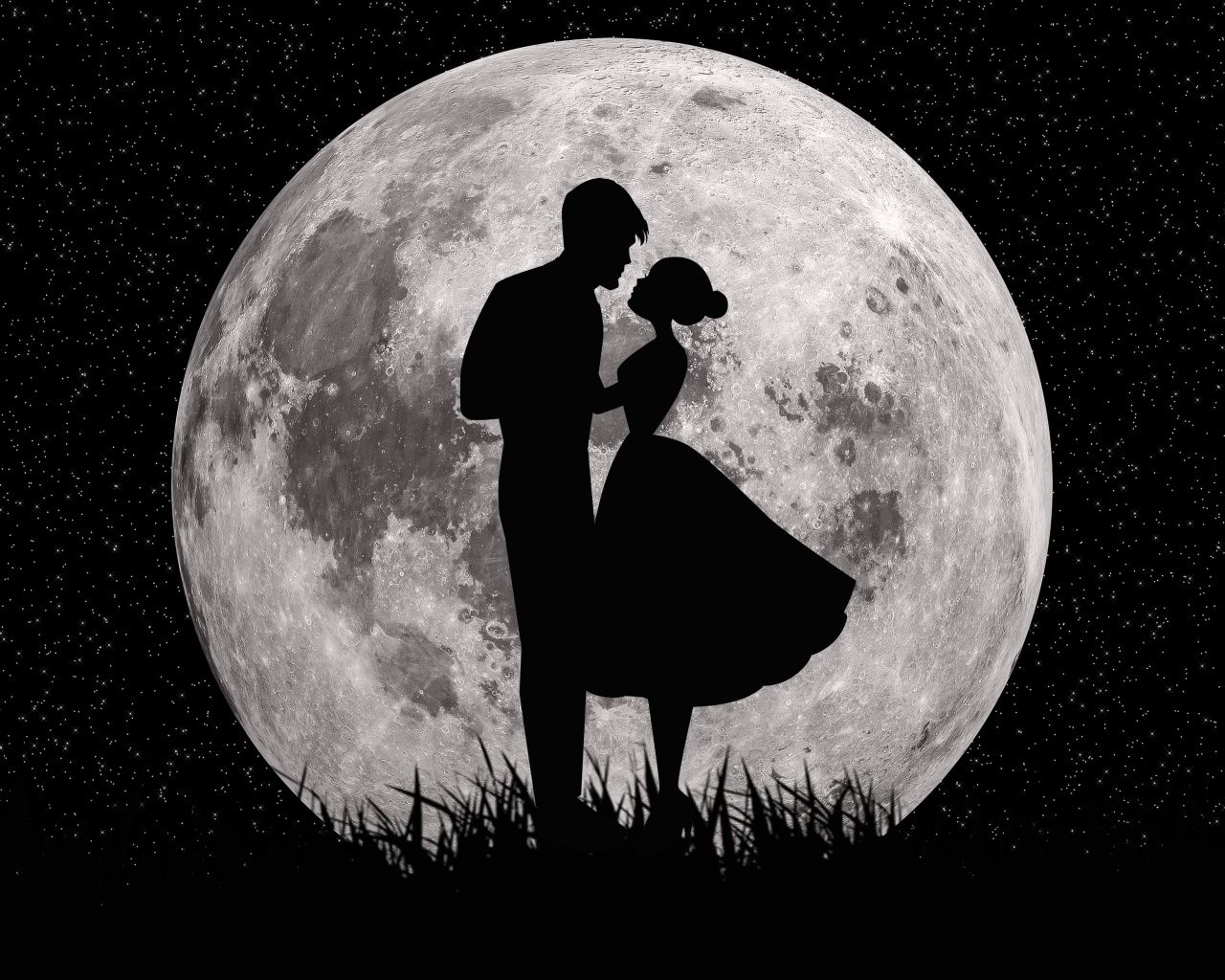 Download Moon, love, couple, dark, art wallpaper, 1280x Standard 5: Fullscreen