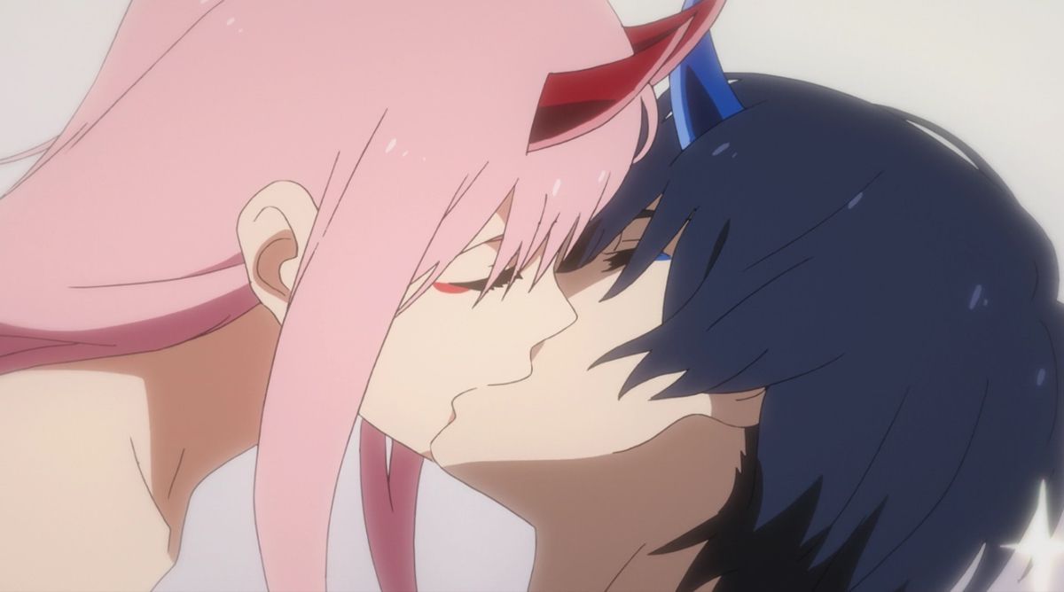 Zero Two and Hiro Kiss Moment. Darling in the franxx, Anime shows, Anime baby