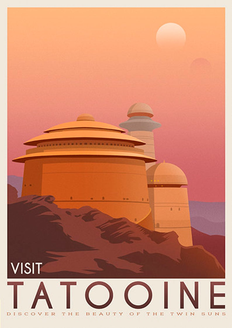 Tatooine poster Tatooine retro travel Starwars planet. Etsy. Star wars travel, Star wars travel posters, Star wars painting