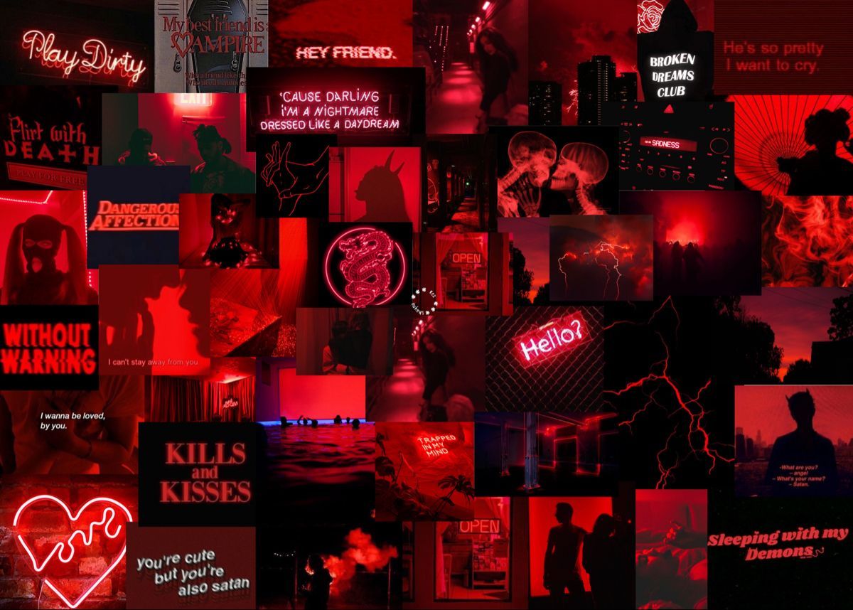 neon red aesthetic laptop wallpaper. Red aesthetic, Aesthetic collage, Aesthetic desktop wallpaper