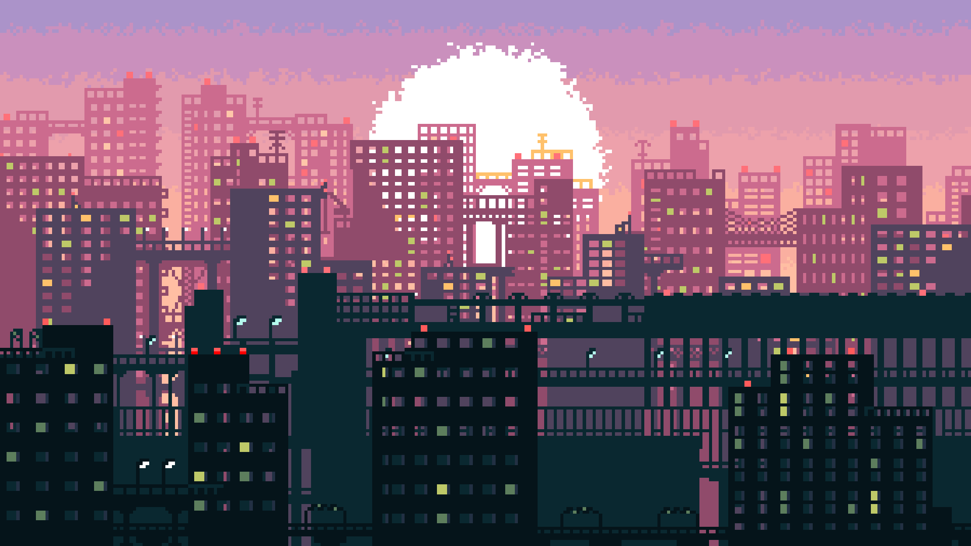 Pixel City Wallpaper Free Pixel City Background