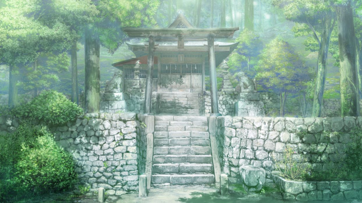 Game cg monobeno scenic stairs tree fantasy asian wallpaperx1080