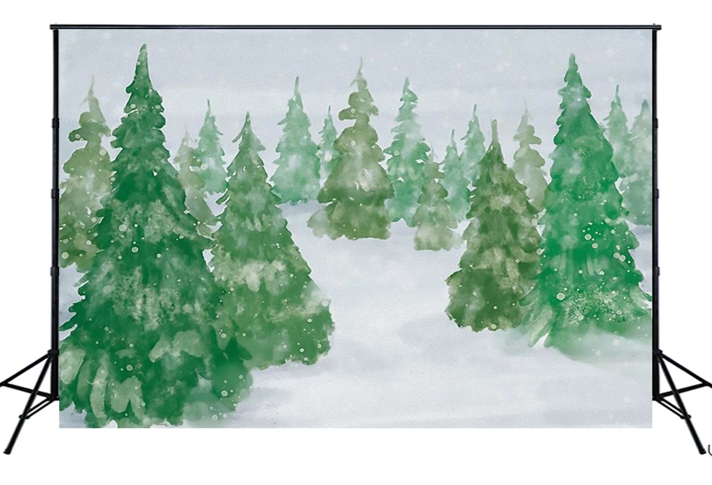 Winter Snow Spruce Forest Backdrop Watercolor Christmas Tree Photography Filming Background Children Newborn Portrait Wallpaper. Background