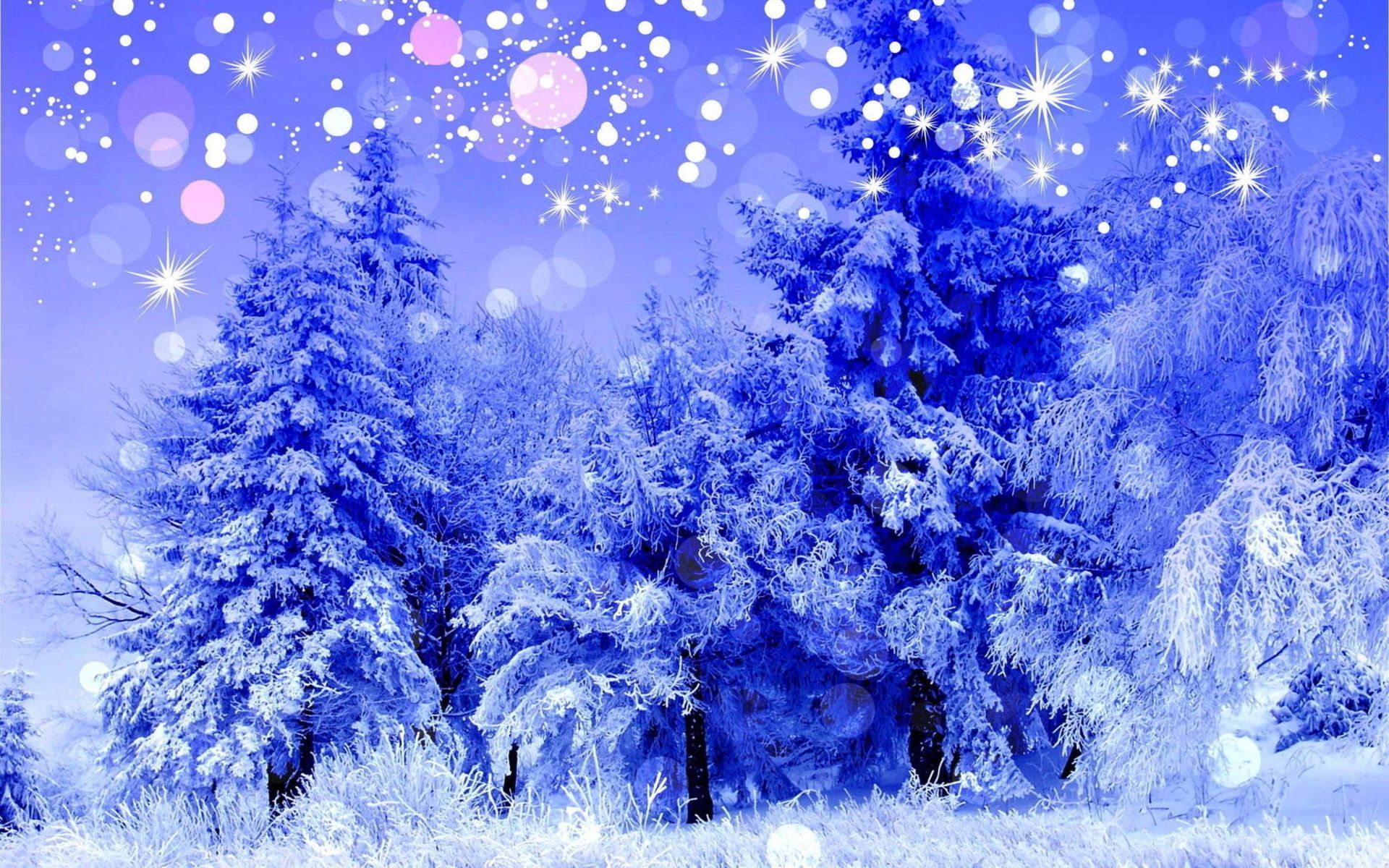 Holidays christmas bokeh sparkle snowing flakes nature trees forest winter snow seasons wallpaperx1200