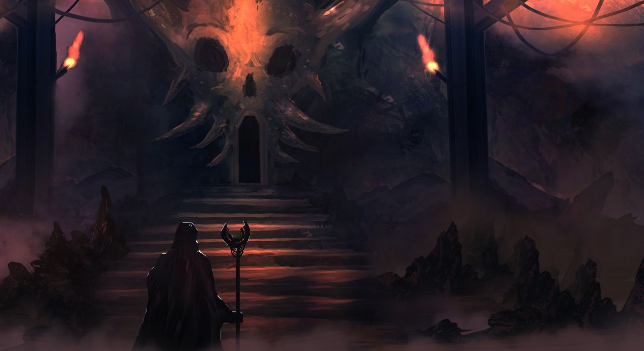 Mage wizard Mage Staff Stairs Fantasy Magician stairway wallpaperx1396