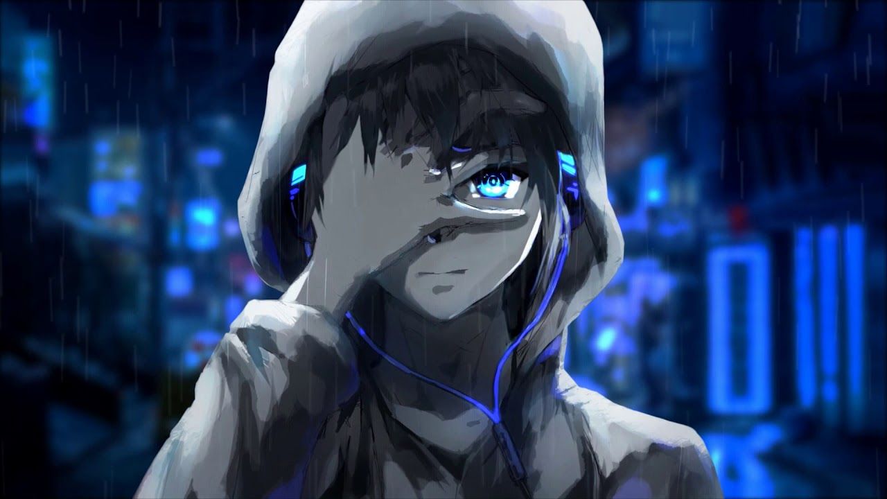 Anime Boy. Blue Eyes. Headphones [wallpaper]