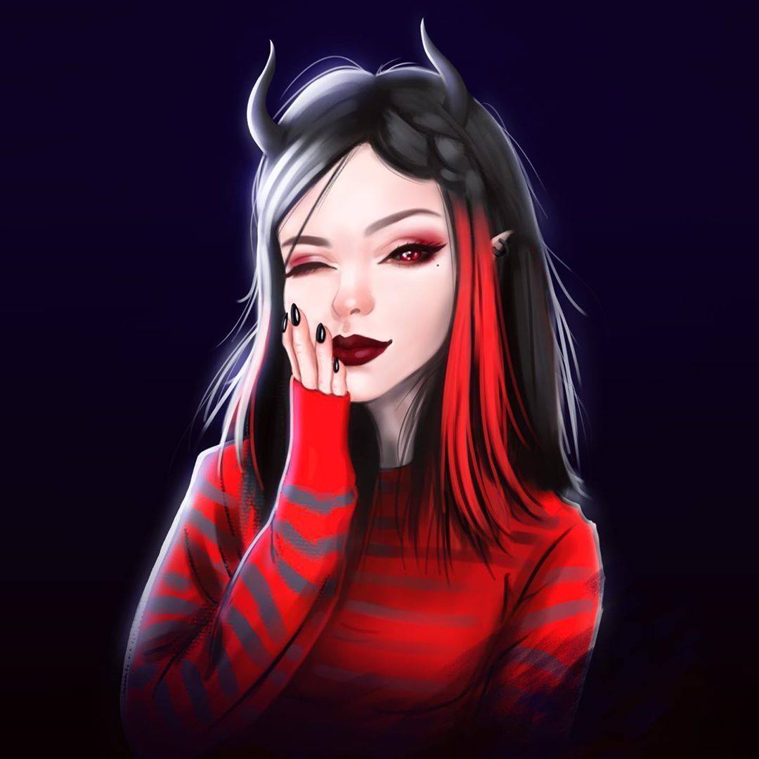 demon girl. Gothic girl art, Girls cartoon art, Anime wolf