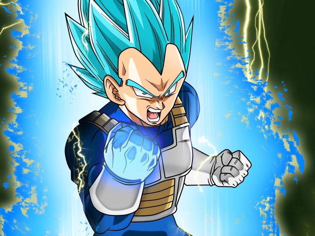 Desktop wallpaper vegeta, anime boy, blue hair, HD image, picture, background, 530477