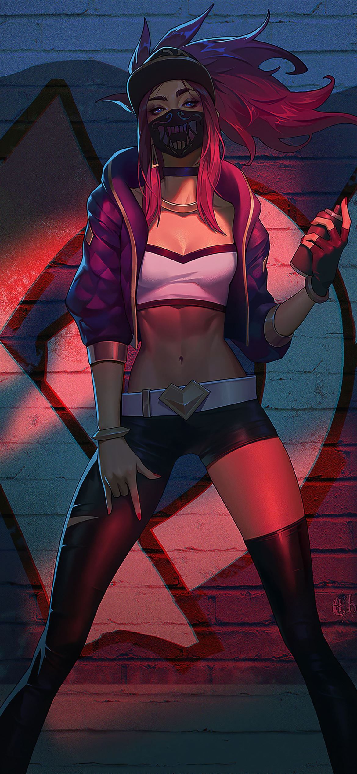 kda akali with spray 4k iPhone 12 Wallpaper Free Download