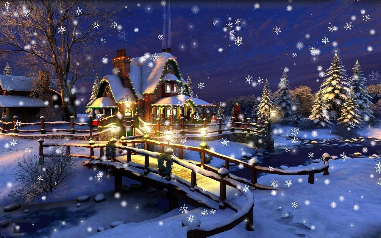 Winter Snow Night Wallpaper for Android