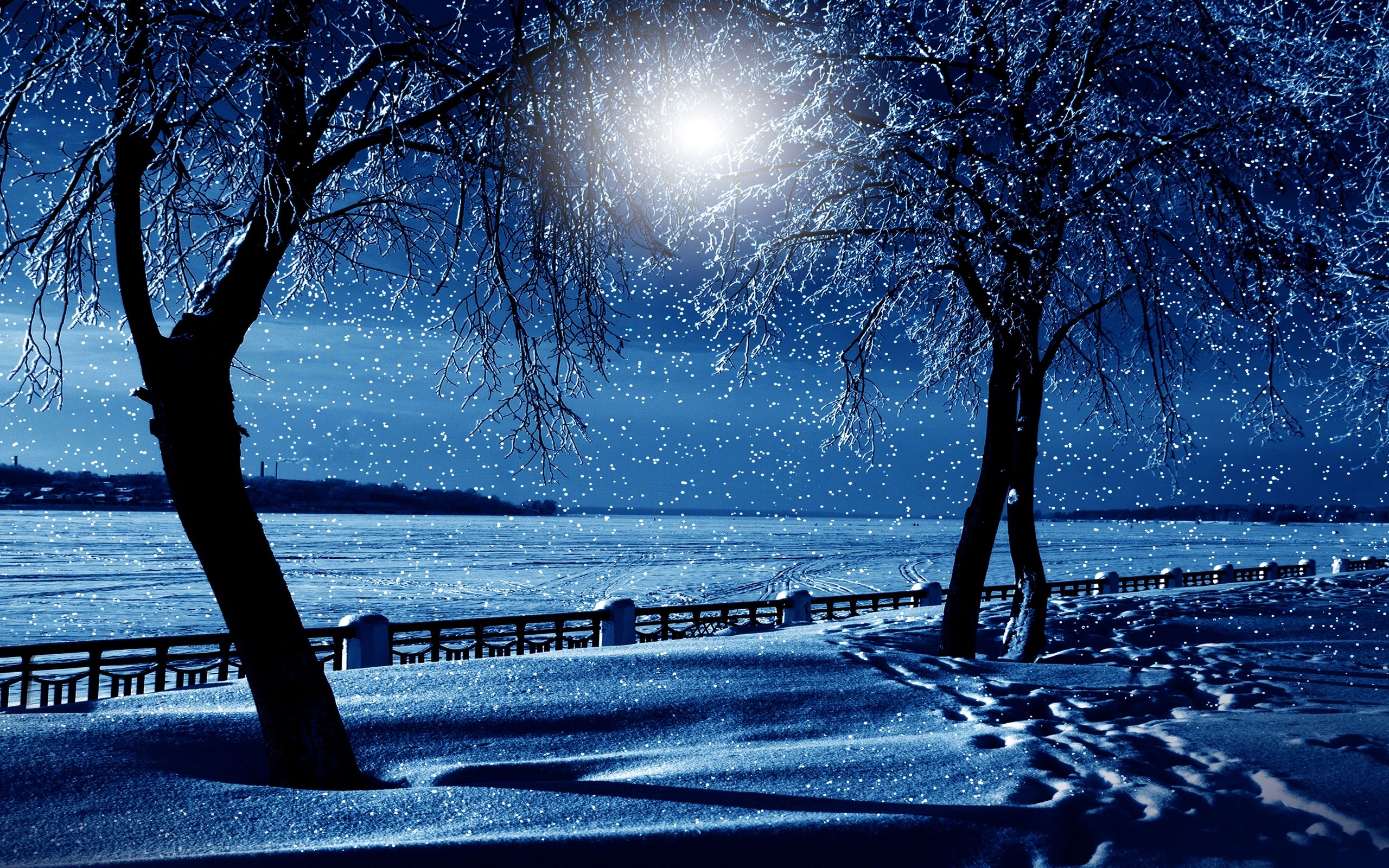 Winter Snowy Night Wallpapers Wallpaper Cave