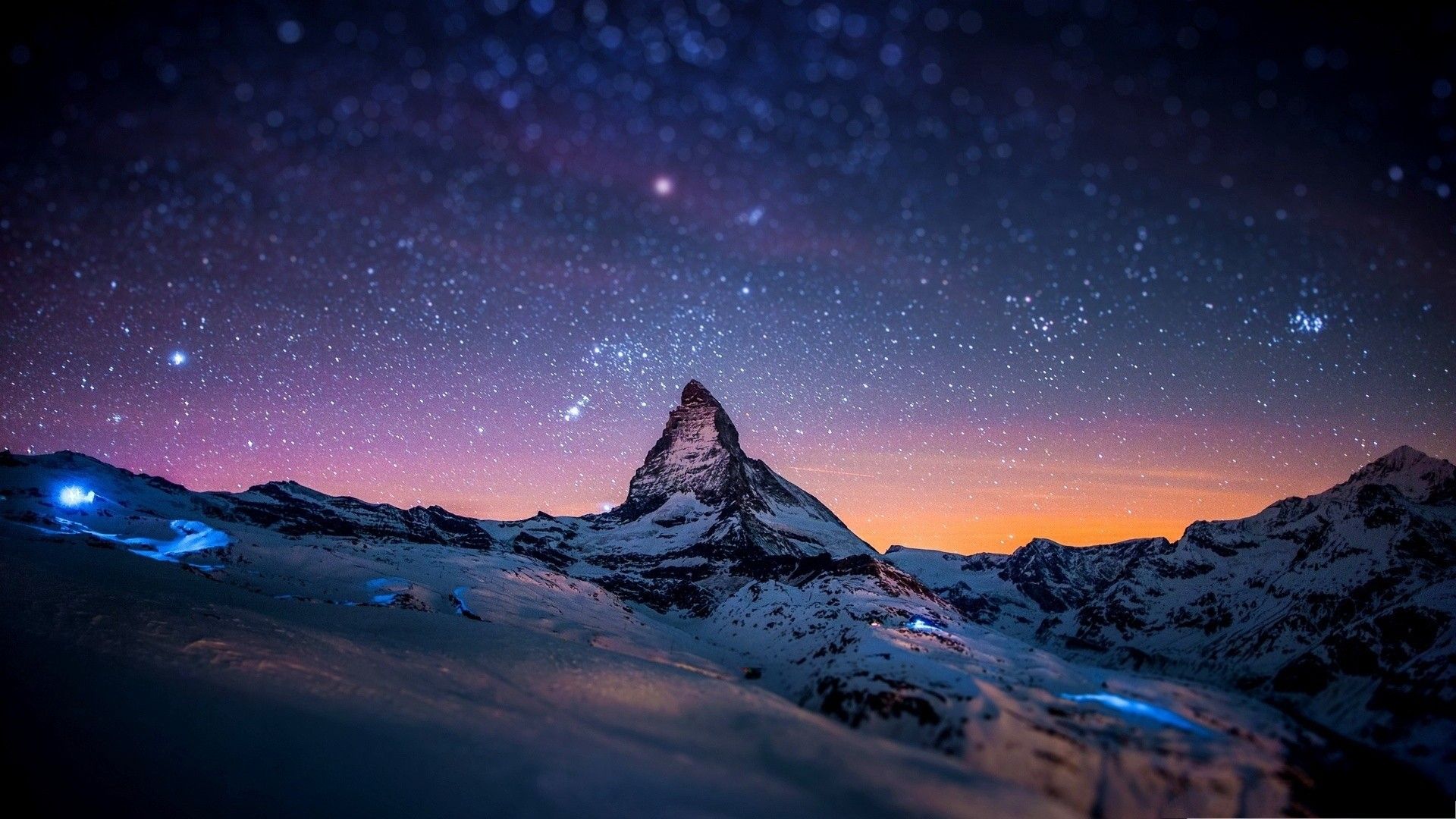 Snowy Winter Night Mountains With Snow HD Wallpaper For Deskx1080, Wallpaper13.com