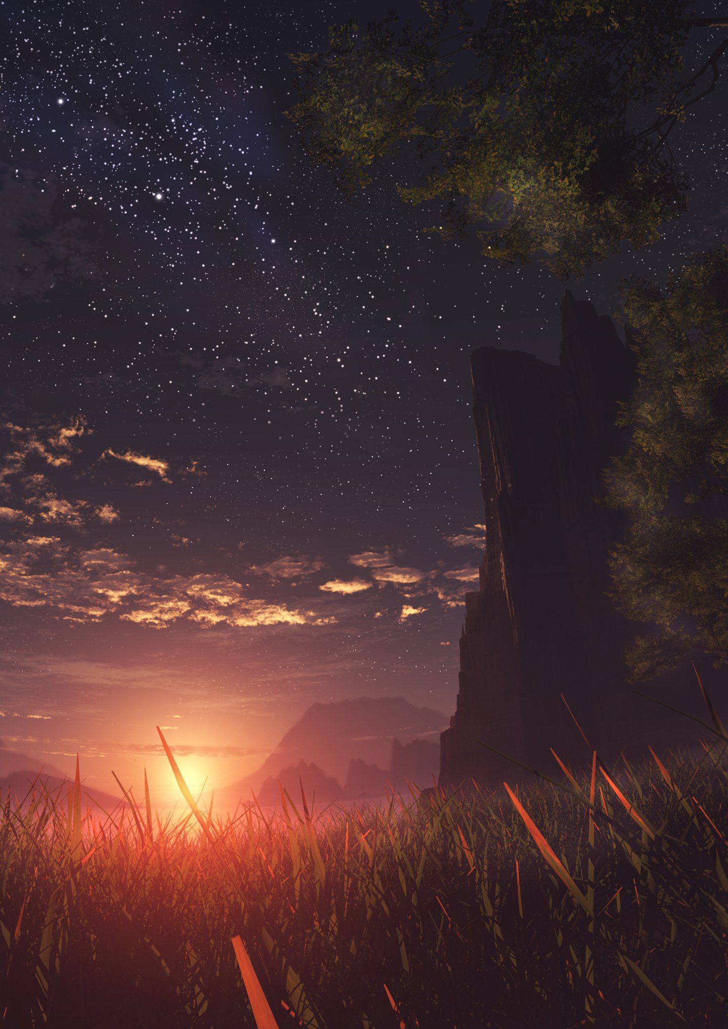 Anime landscape sunset sky cloud wallpaperx2036