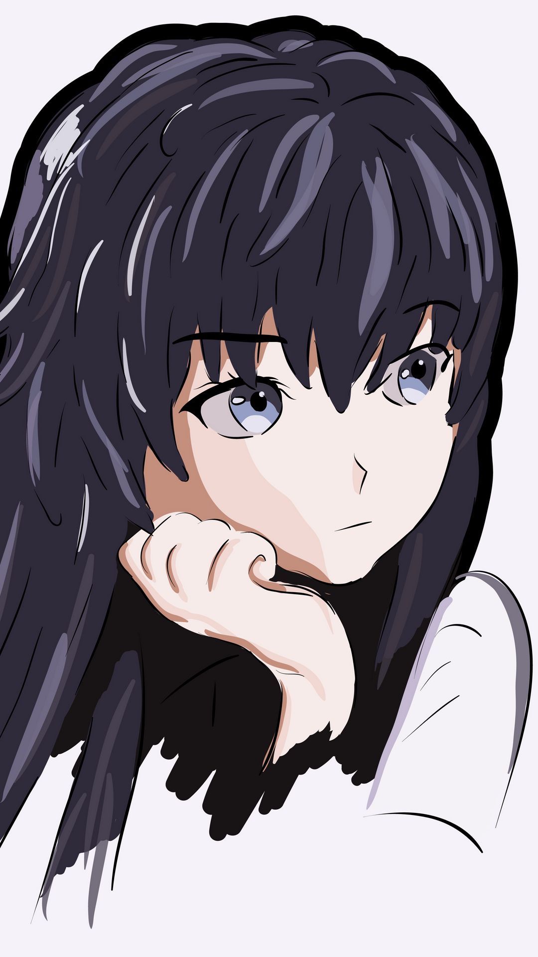 Download wallpaper 1080x1920 anime, girl, sadness, look samsung galaxy s4, s5, note, sony xperia z, z1, z2, z3, htc one, lenovo vibe HD background