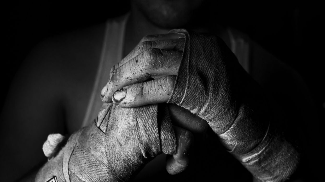 Fighting Mma Extreme People Hands Blood Black And White B W Wallpaperx1080