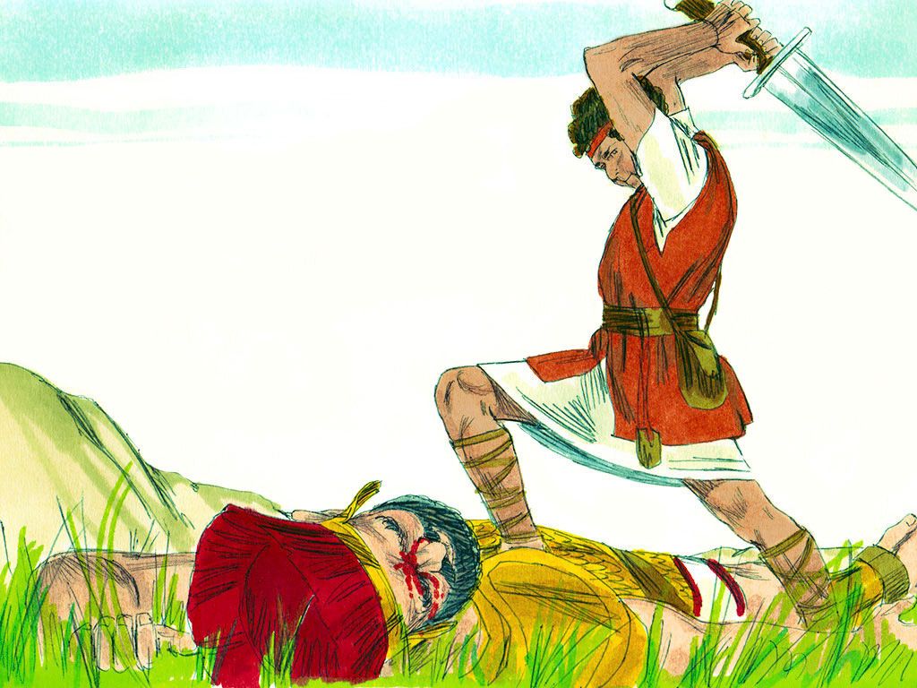 FreeBibleimage - David And Goliath - The Young David, Believing God Will Bring Him Victory, Takes On The Philistine Giant Goliath (1 Samuel 17:1 58)
