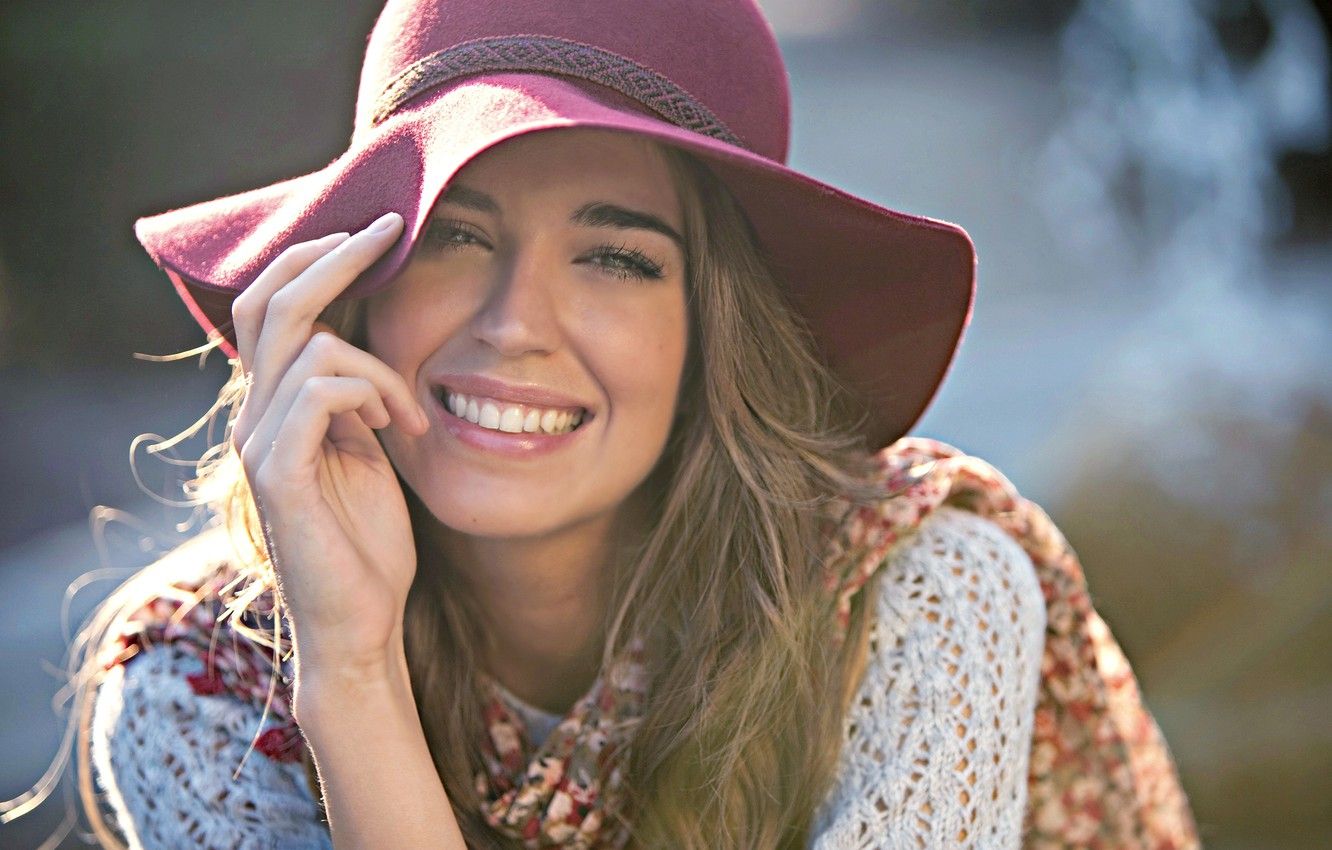 Wallpaper face, smile, model, laughter, hat, clara alonso image for desktop, section девушки