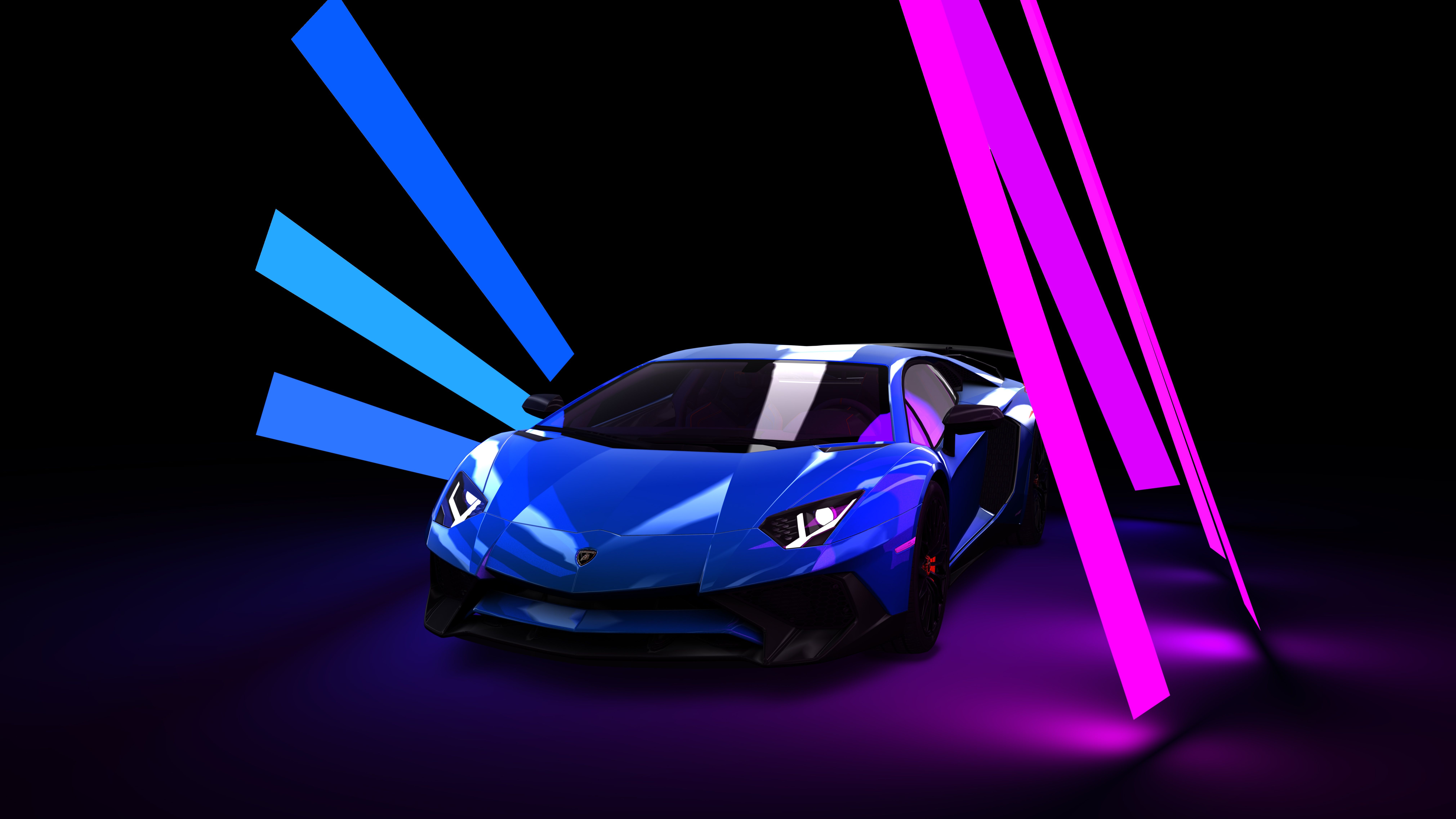 Wallpaper Blue, Car, Lamborghini Aventador, Sport Car background