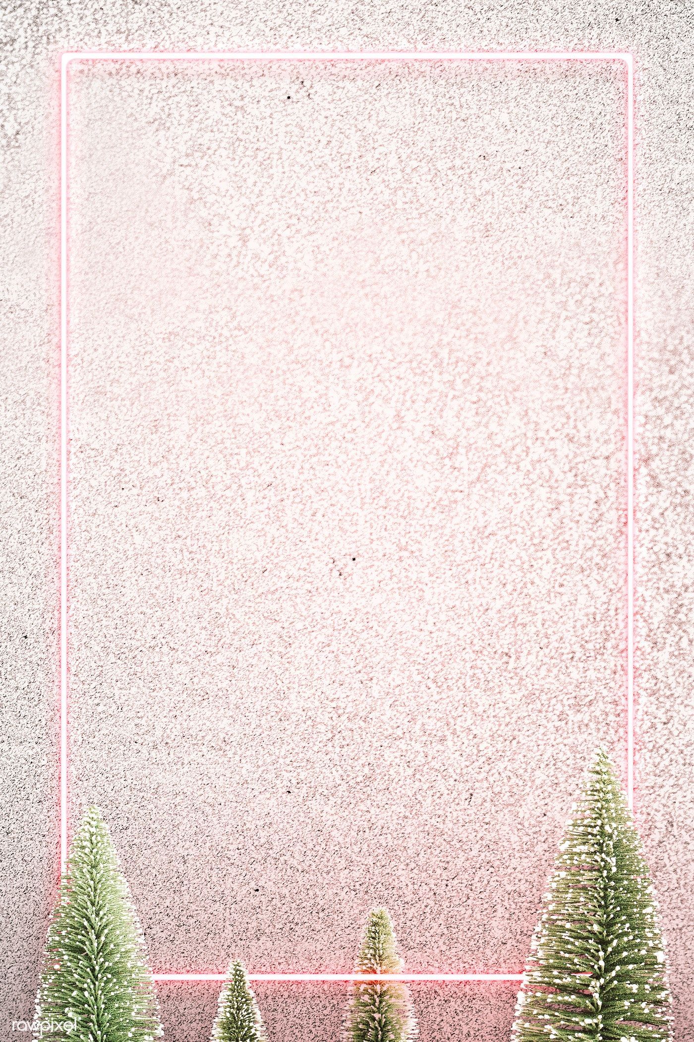 Download premium image of Pink neon frame on snowy Christmas background. Christmas background, Cute christmas wallpaper, Christmas wallpaper