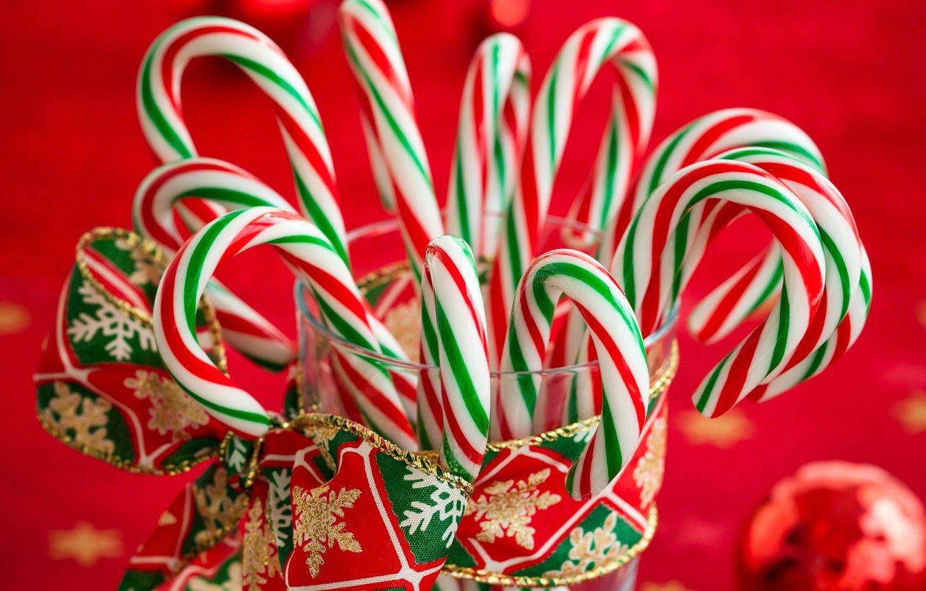 Wallpaper winter, New Year, Christmas, candy, sweets, lollipops, Christmas, holidays, New Year, striped, Christmas image for desktop, section праздники