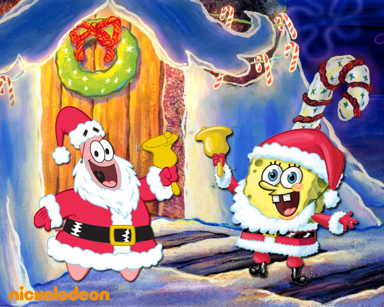 Spongebob Squarepants Wallpaper: Spongebob & Patrick. Spongebob christmas, Cute christmas wallpaper, Christmas wallpaper