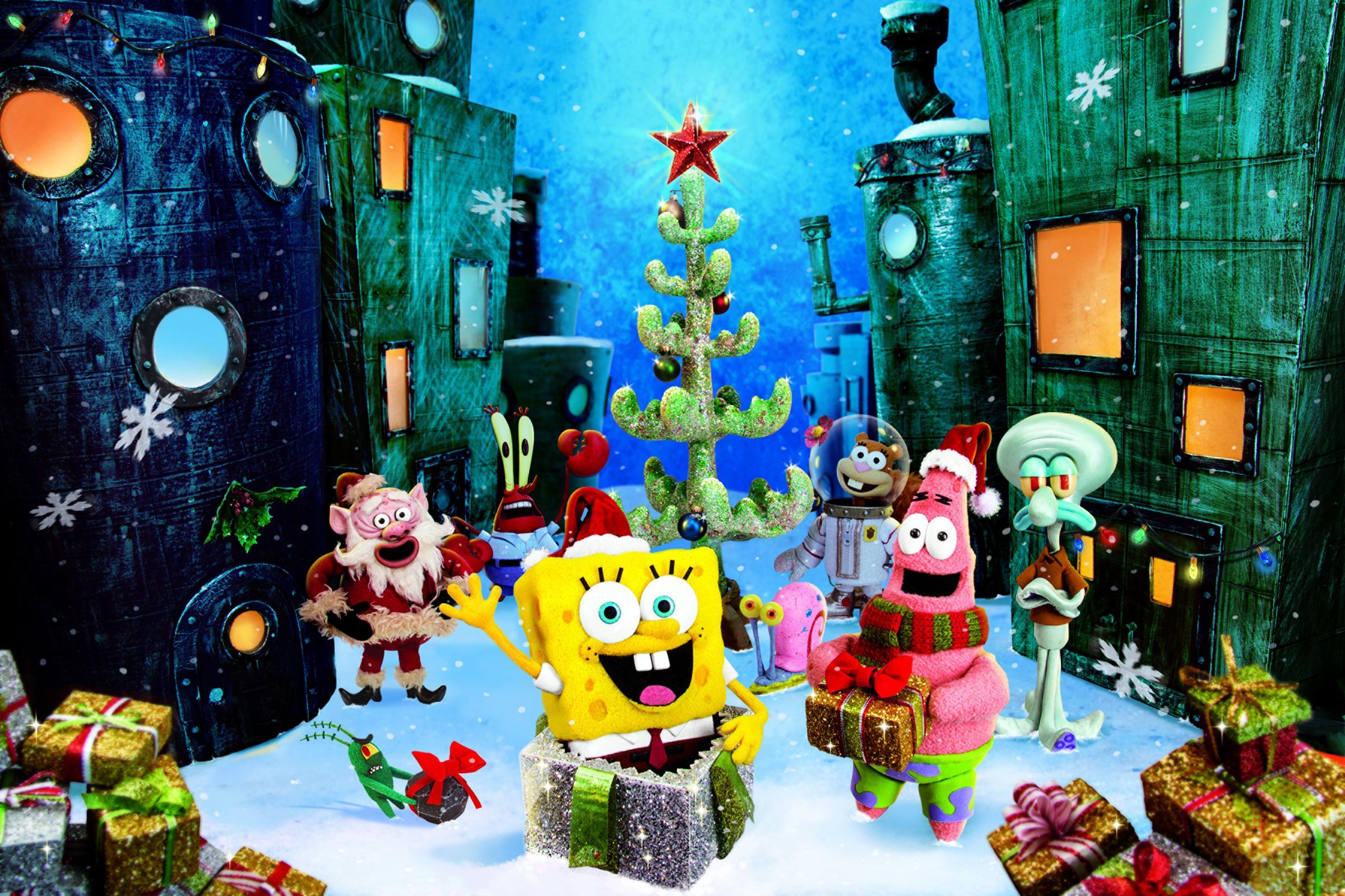 Giáng sinh đang đến gần, hãy thay đổi không khí màn hình điện thoại của bạn bằng hình nền Giáng sinh của SpongeBob thật đáng yêu. Với cảnh quay tuyệt đẹp có núi tuyết và hình ảnh điện thoại ngộ nghĩnh, hình nền này sẽ mang đến cho bạn cảm giác ấm áp và vui tươi của mùa đông.