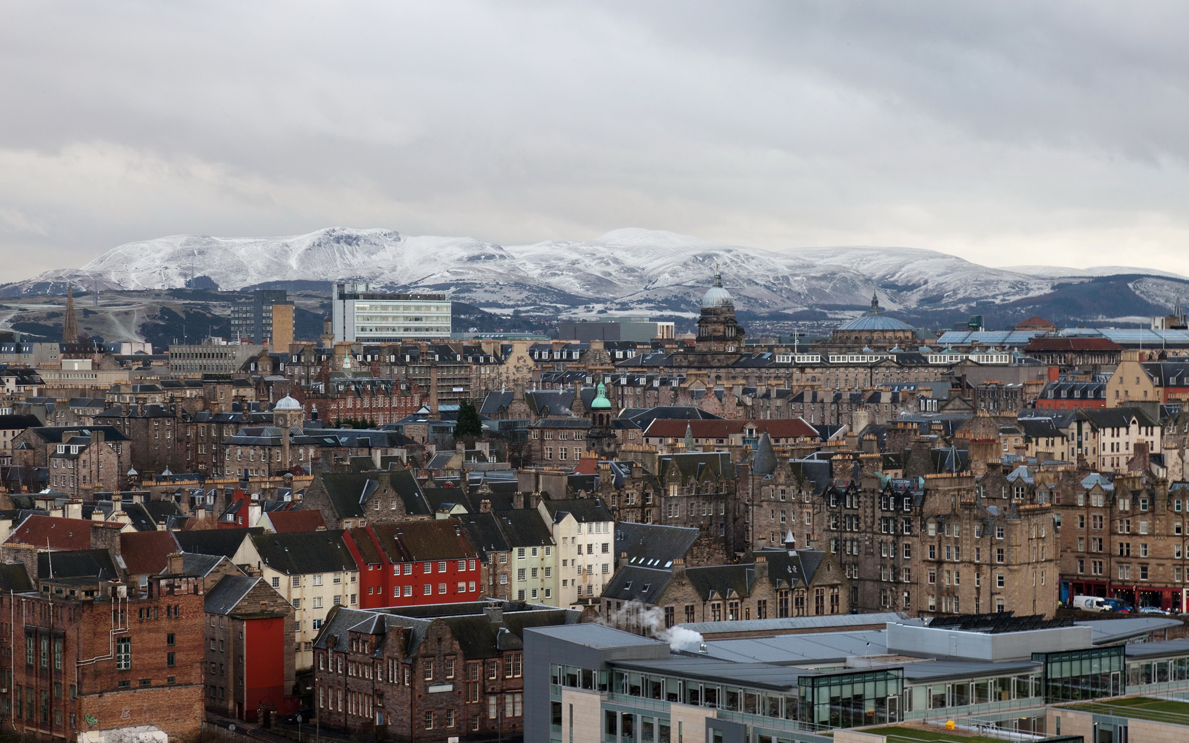 Photo Edinburgh Scotland Mountains Cities Houses 3840x2400