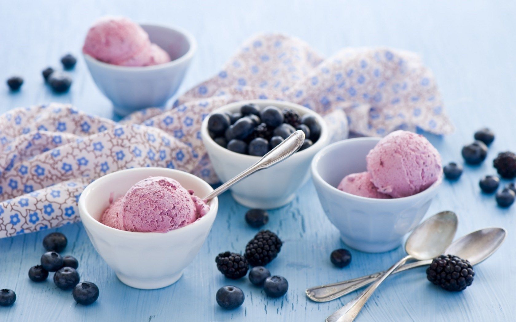 Ice Cream Blueberries Blackberries Berries Dessert wallpaperx1050
