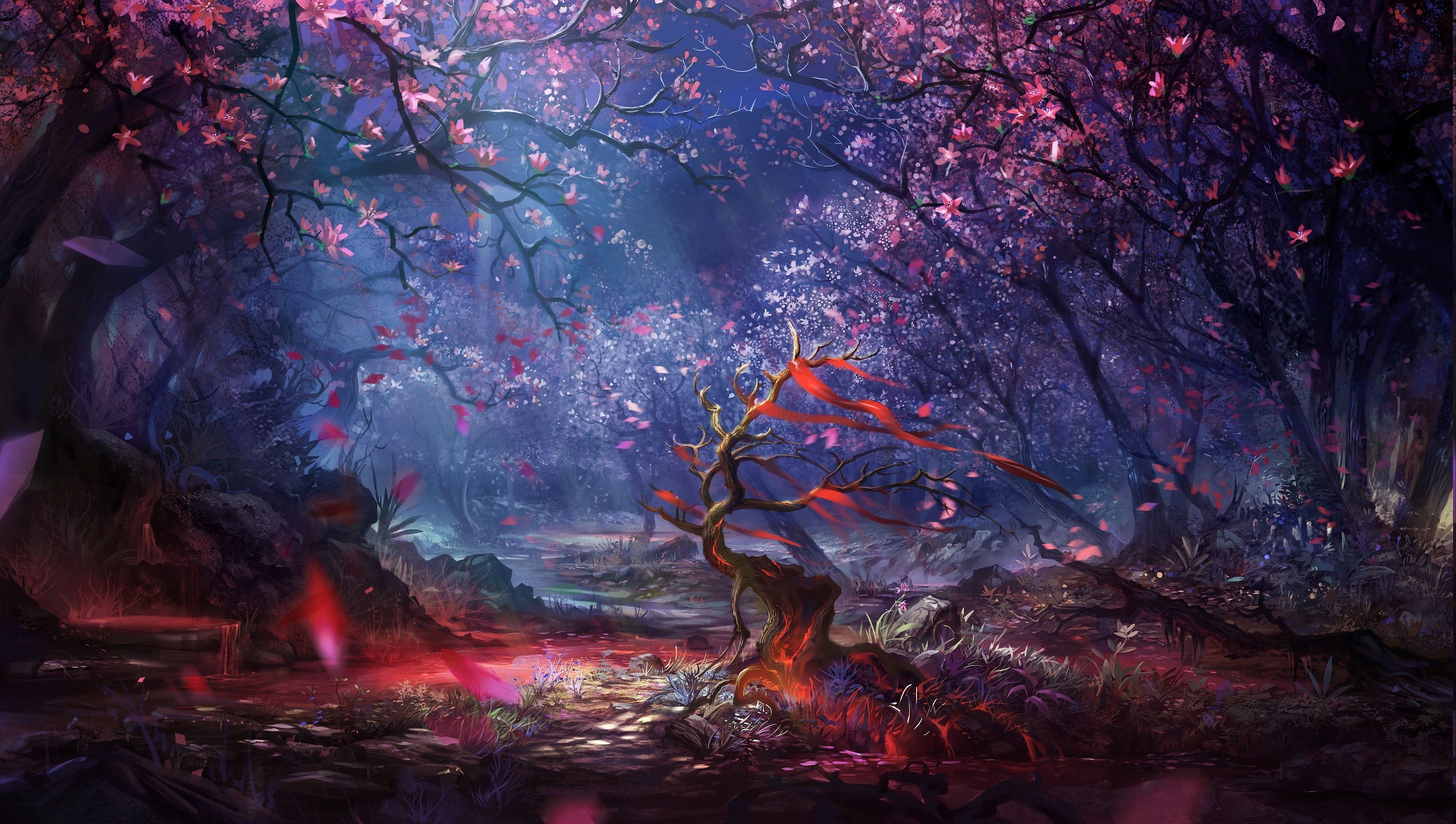 Image�: digital Art, Forest, Trees, Colorful, Fantasy Art, Artwork. Forest art, Landscape wallpaper, Forest wallpaper
