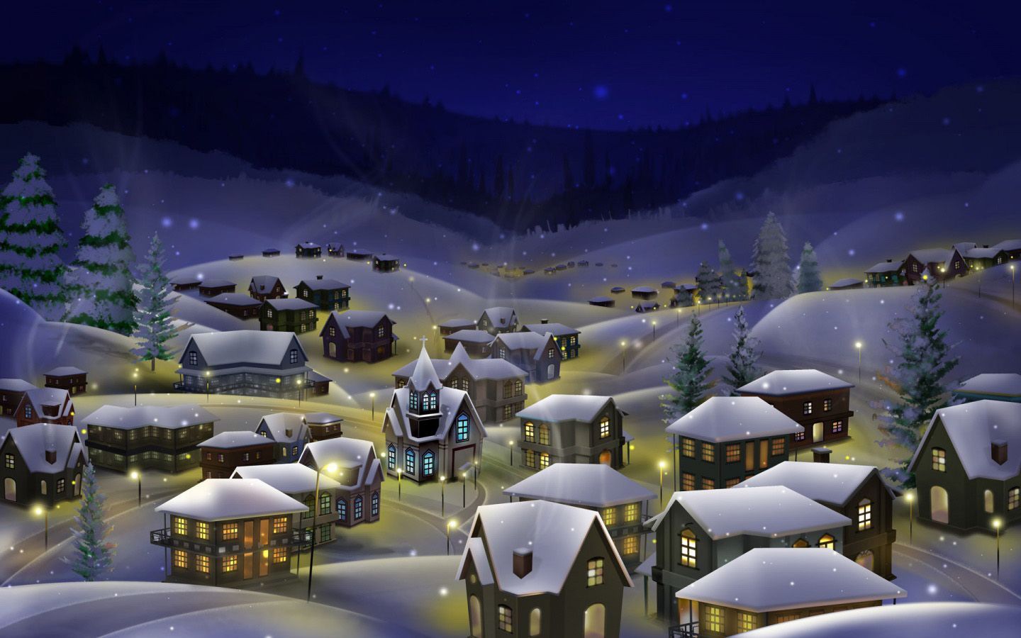 Free download Digital art Christmas Village picture nr 41056 [1440x900] for your Desktop, Mobile & Tablet. Explore Free Snowy Landscape Wallpaper Widescreen. High Definition Landscape Wallpaper, Nature Landscape Wallpaper, Wallpaper of Landscapes