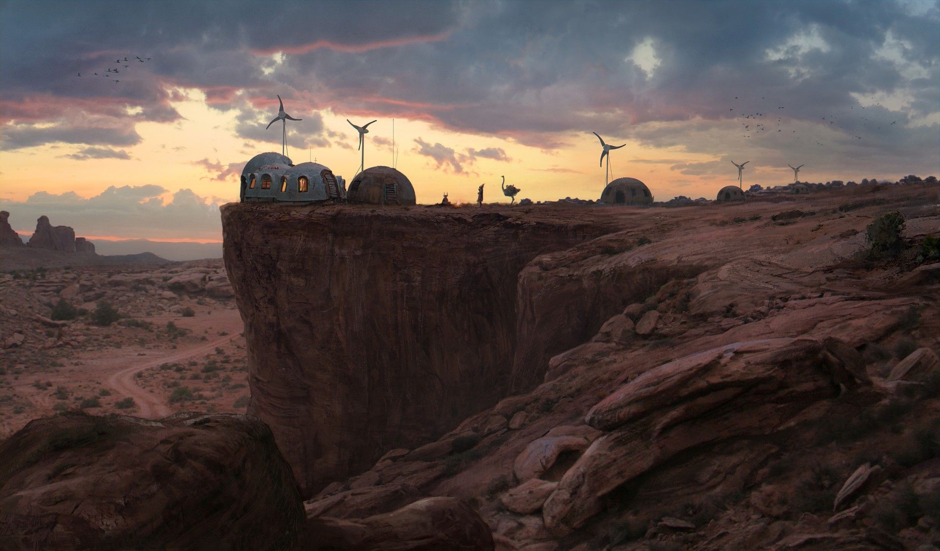 #artwork, #village, #desert, #villages, #digital art, #hills, #concept art, #canyon, wallpaper