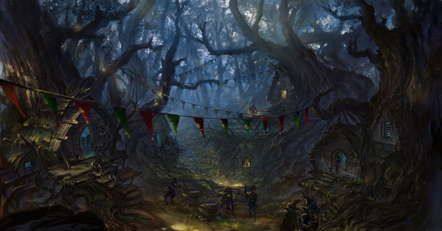 The forest Picture (big) by 邵 哨子 xiuhuang. Fantasy landscape, Forest picture, Fantasy village
