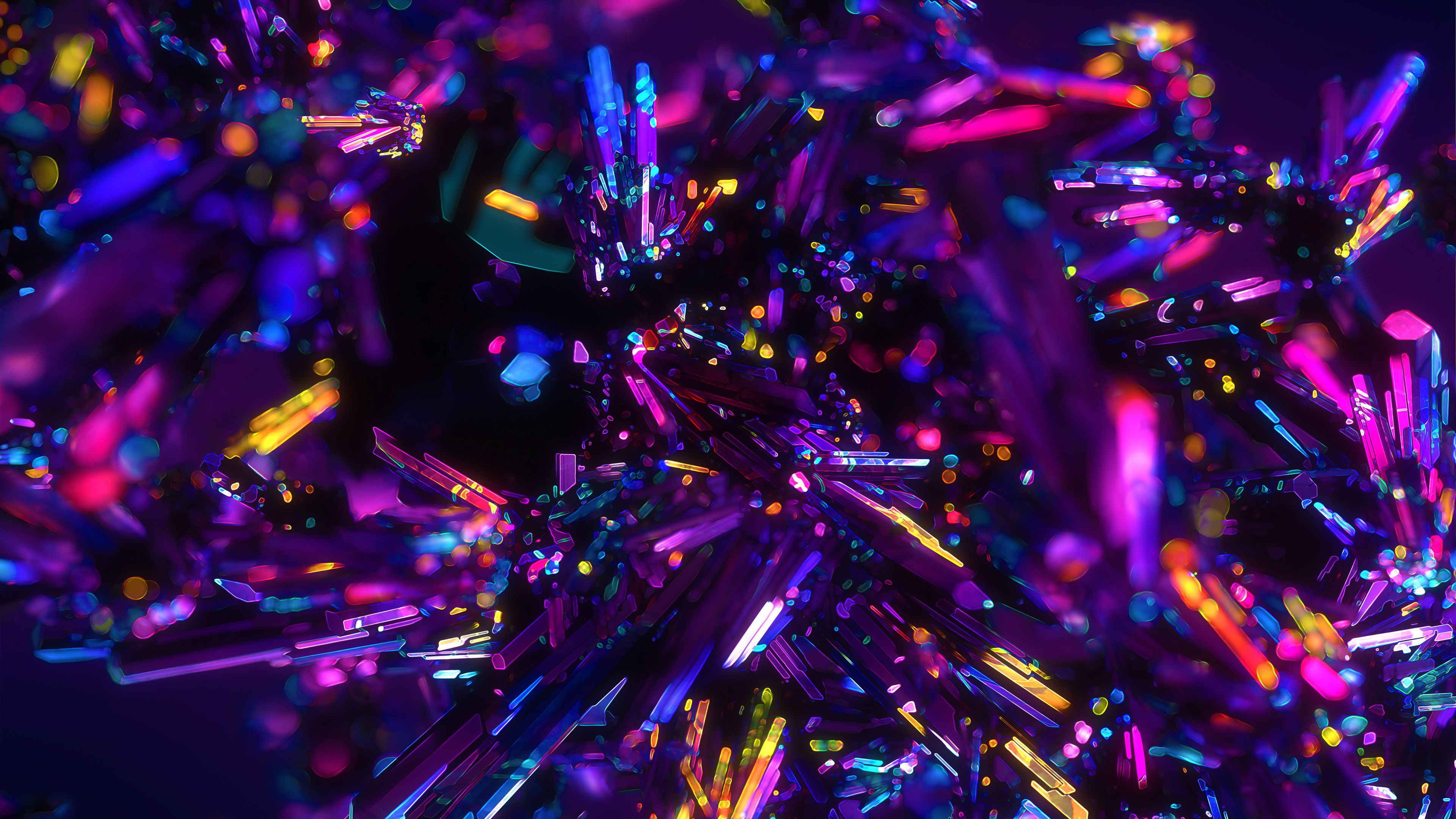 Colorful Crystals Abstract 4K Wallpaper