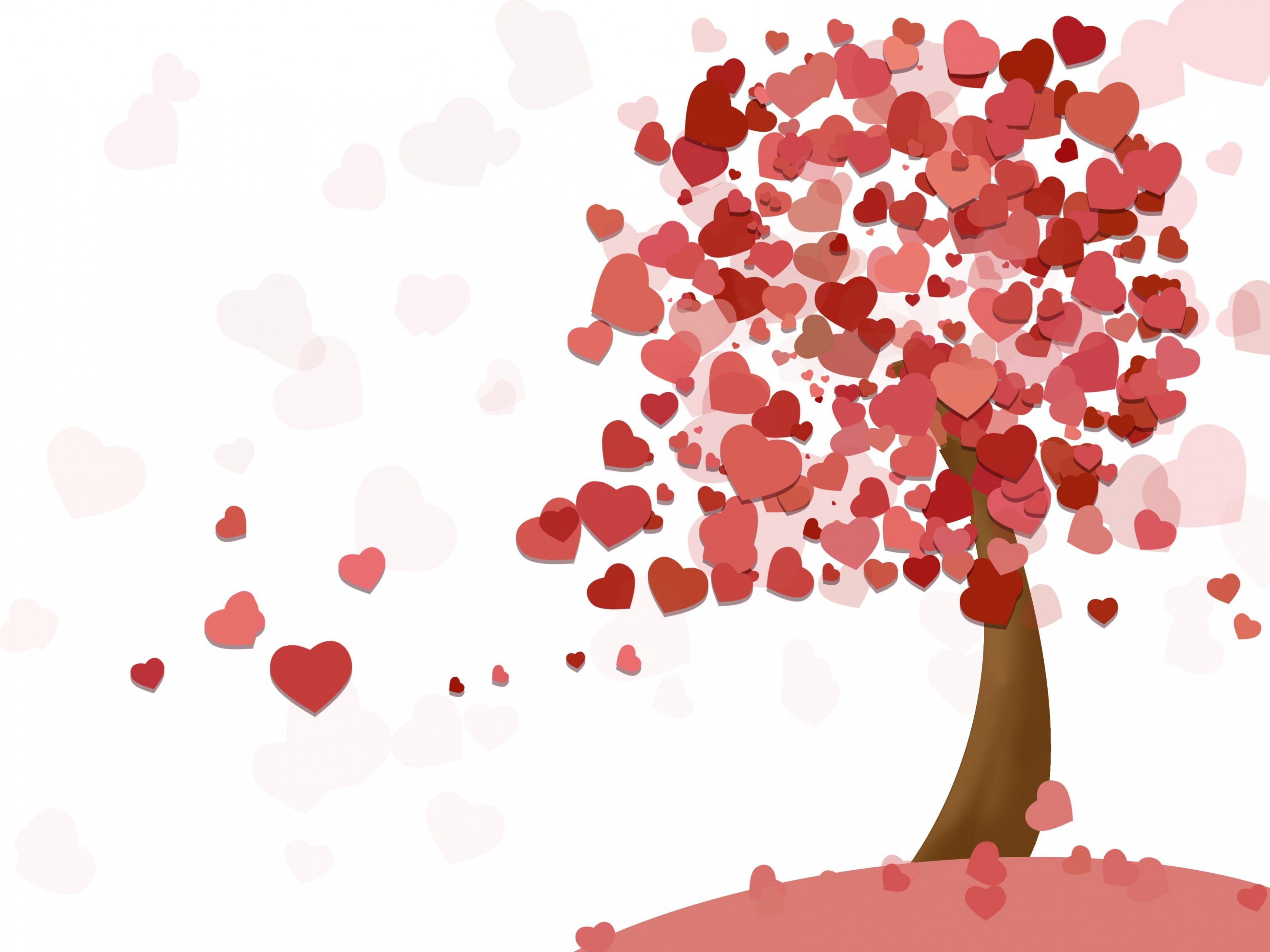 Tree of red hearts on a white background Desktop wallpaper 1152x864