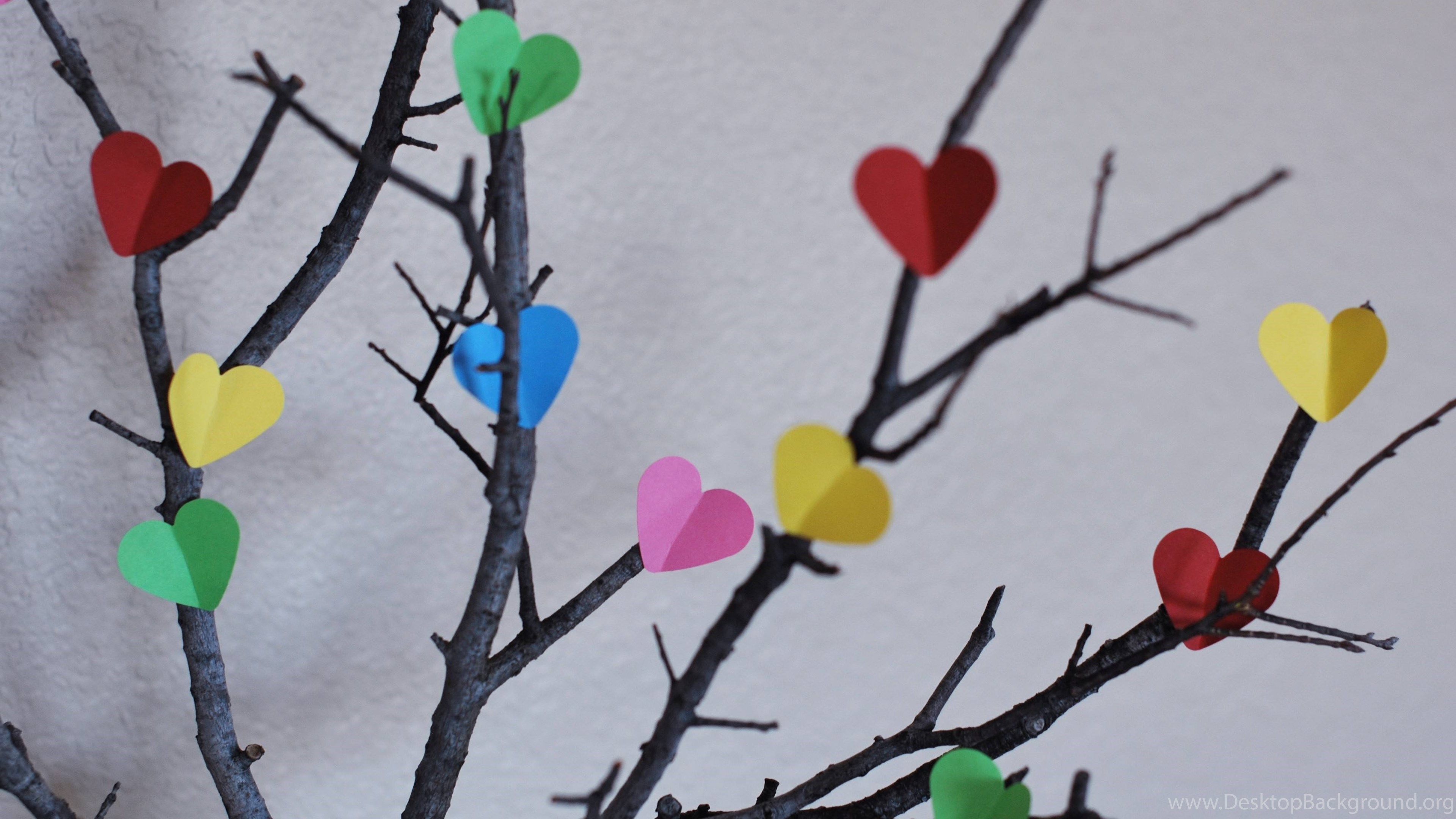 Beautiful Love Heart Tree Colorful Wallpaper Desktop Background