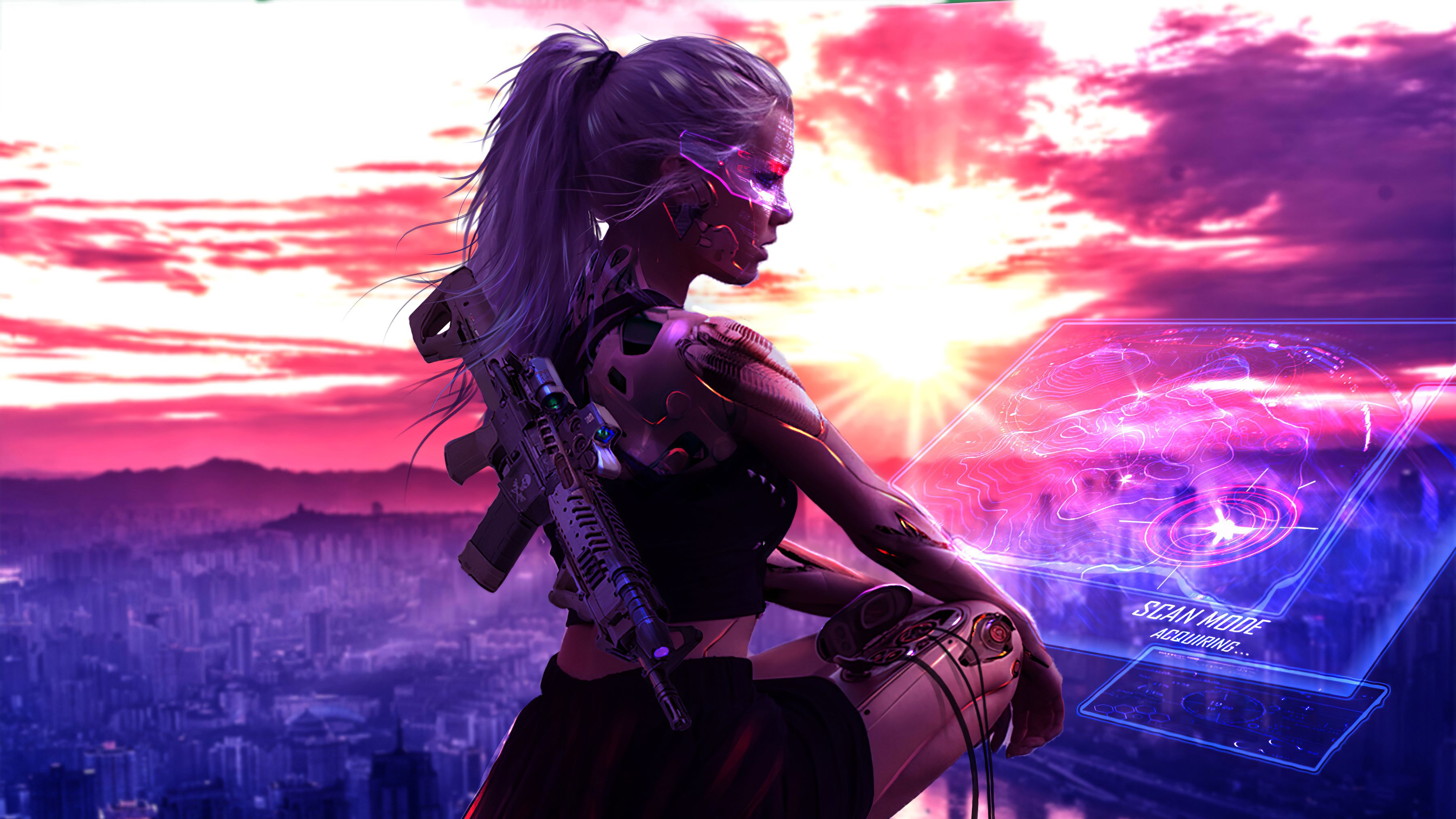 Cyberpunk Girl With Gun 4k Artwork, HD Artist, 4k Wallpaper, Image, Background, Photo and Picture