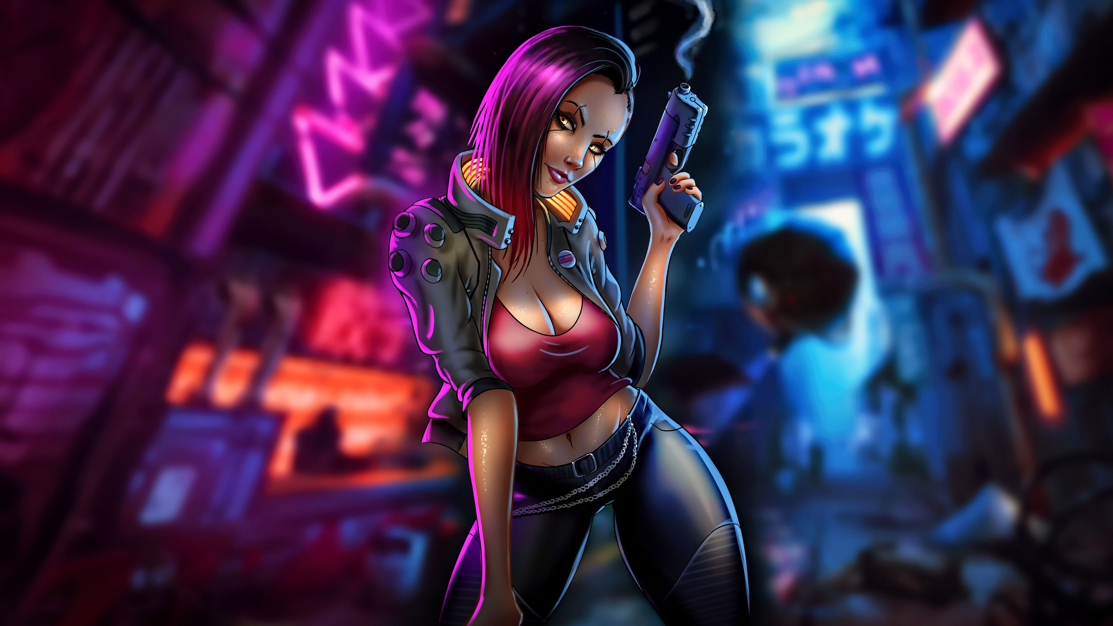 Cyberpunk girl video game art wallpaper background - Wallpapers