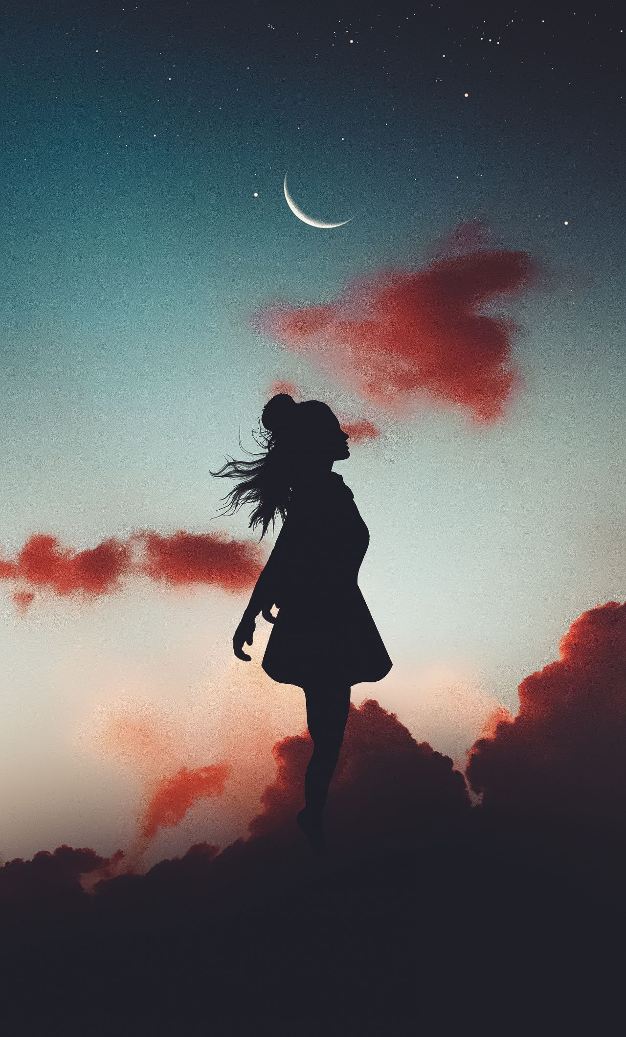Download Woman, jump, sunset, silhouette wallpaper, 1280x iPhone 6 Plus