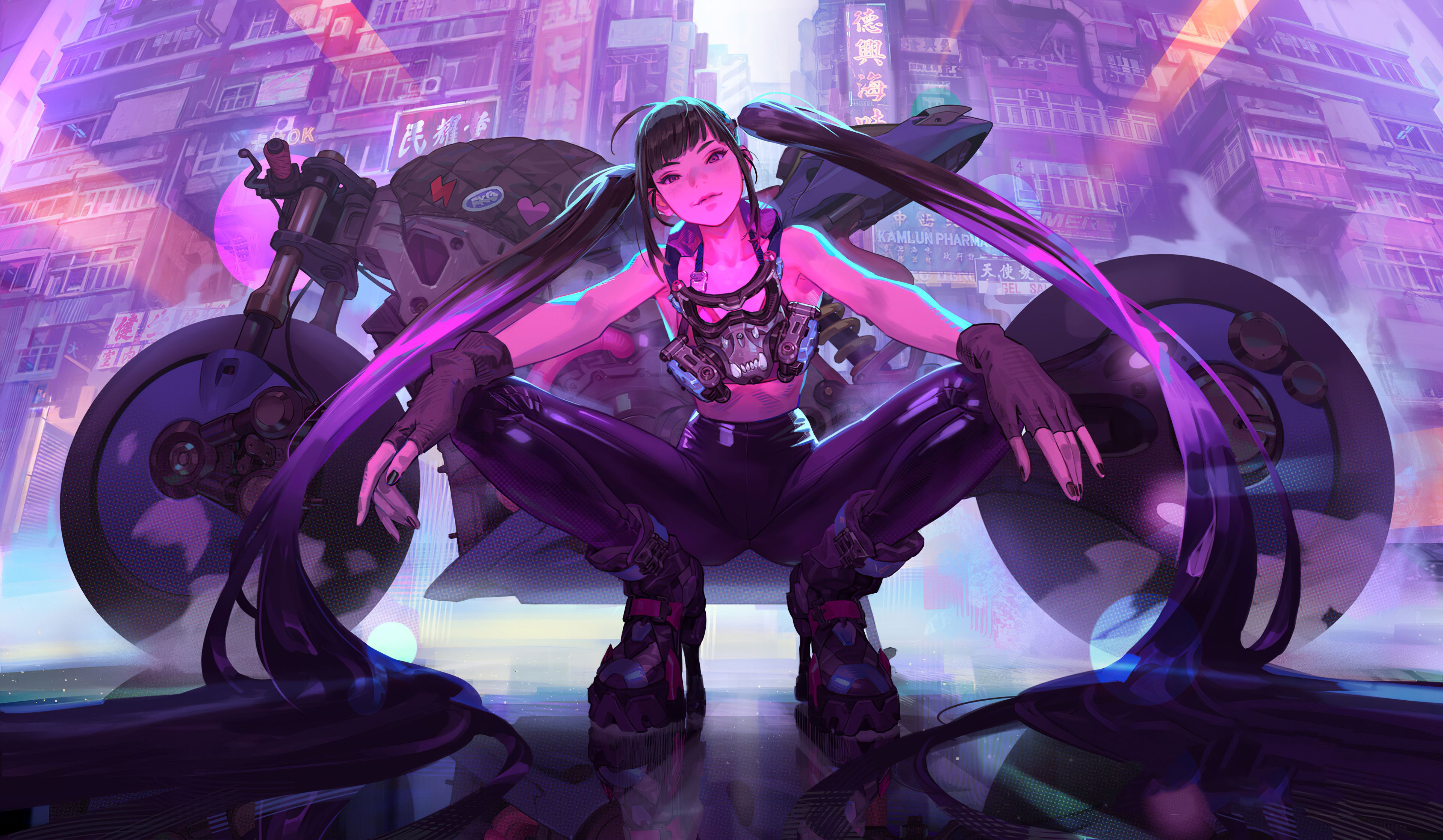 Download Cyberpunk Girl Baddie Wallpaper