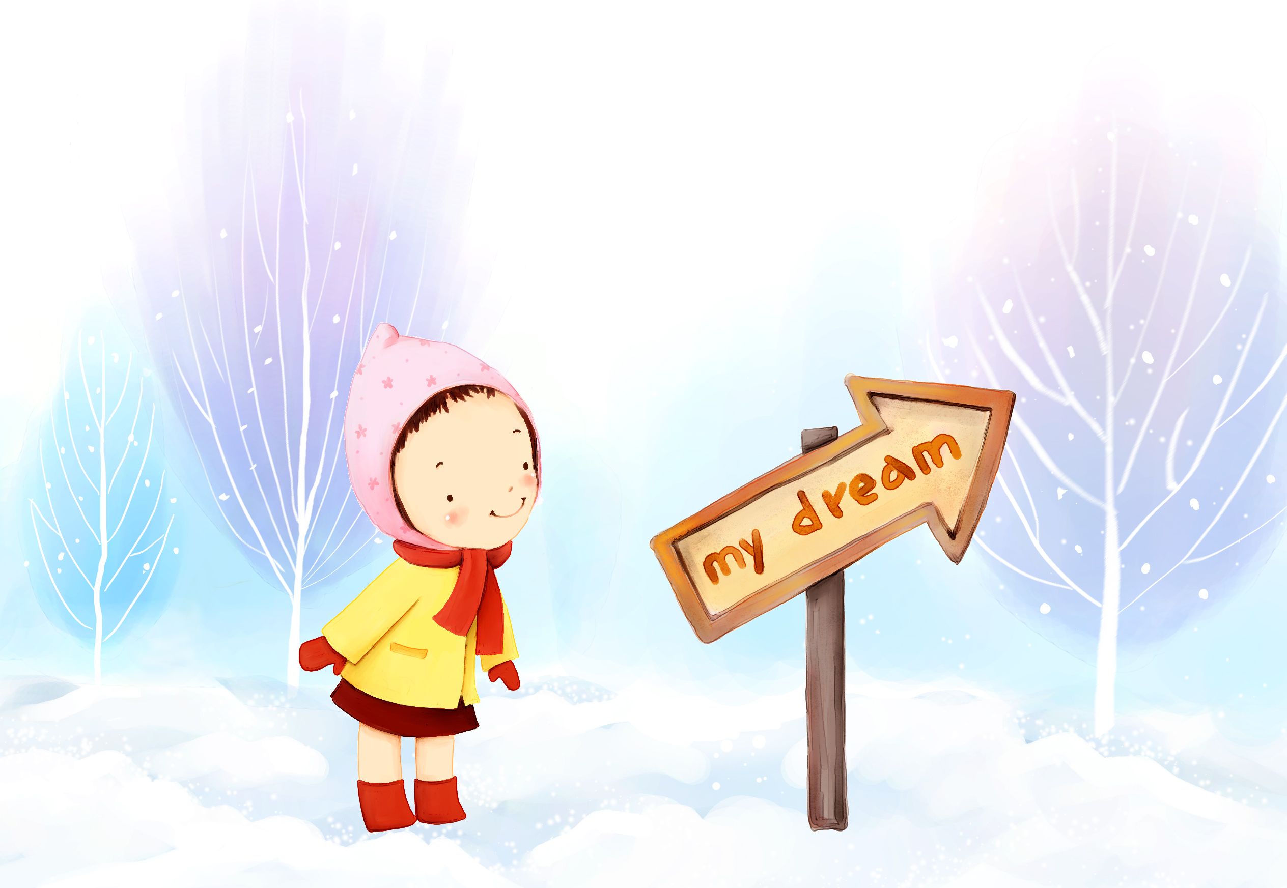 #Snow, #My dream, #Winter, #Cute child. Mocah HD Wallpaper