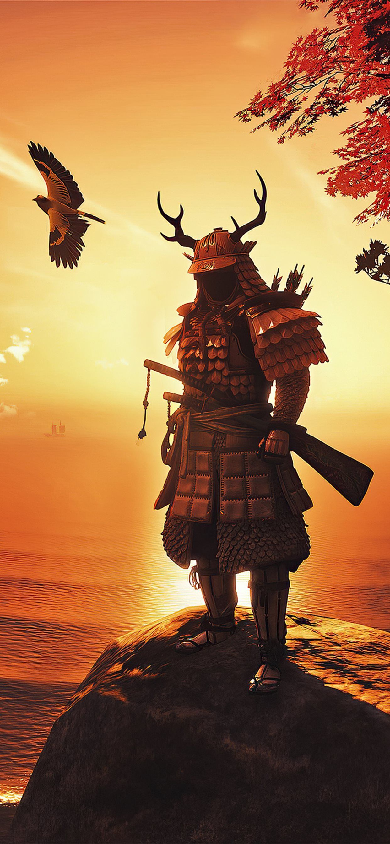 ghost of tsushima fan 4k iPhone X Wallpaper Free Download