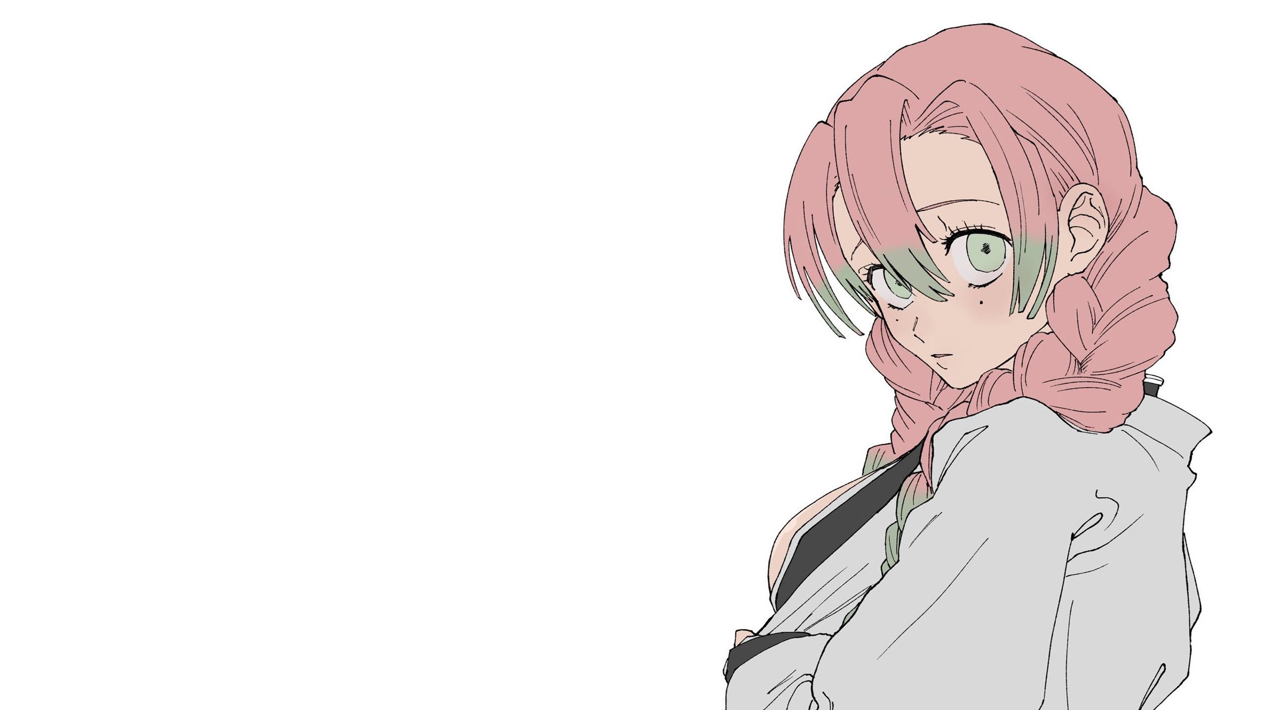 Demon Slayer Mitsuri Kanroji With Pink Hair With White Background HD Anime Wallpaper