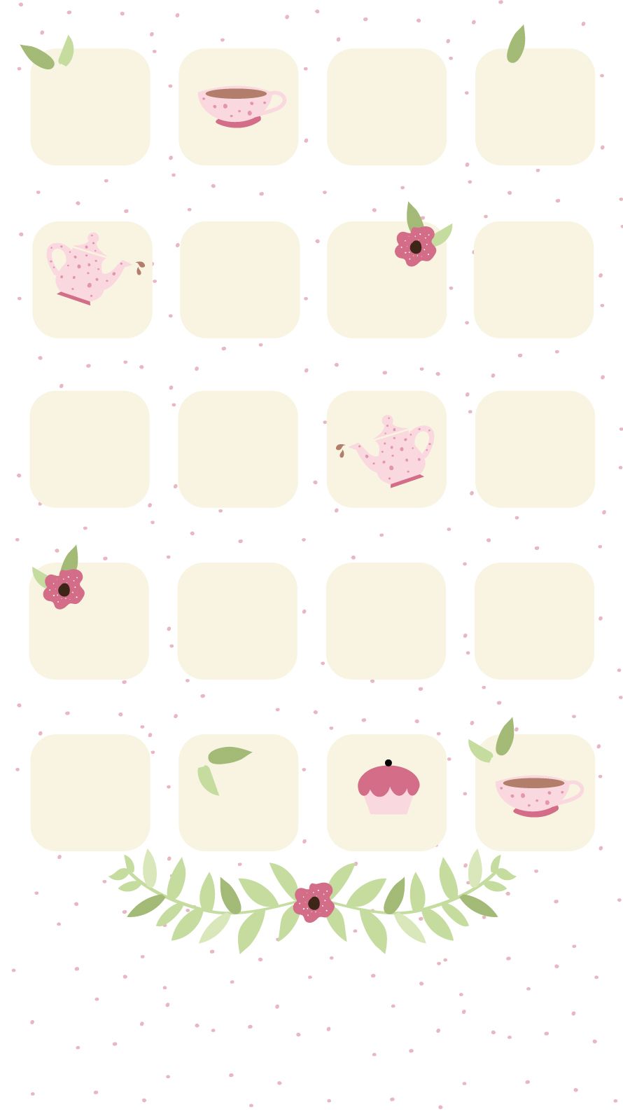 Simple Girly TeaTime iPhone Home Screen Wallpaper. Wallpaper shelves, Screen wallpaper, iPhone wallpaper