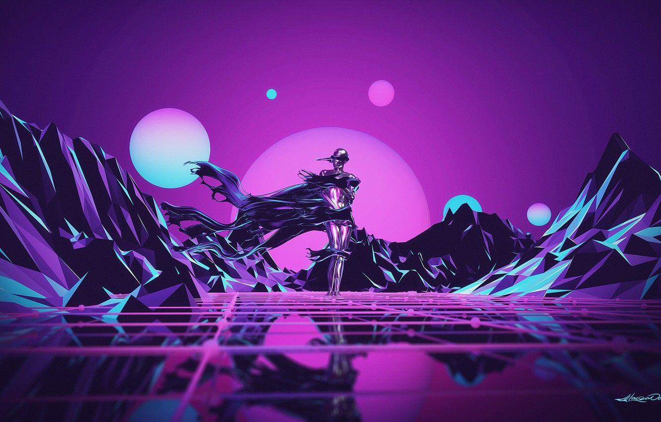 Wallpaper Music, Robot, Neon, People, Hills, Background, Synthpop, Darkwave, Synth, Low Poly, Retrowave, Synth Pop, Sinti, Synthwave, Synth Pop, Low Poly Image For Desktop, Section рендеринг