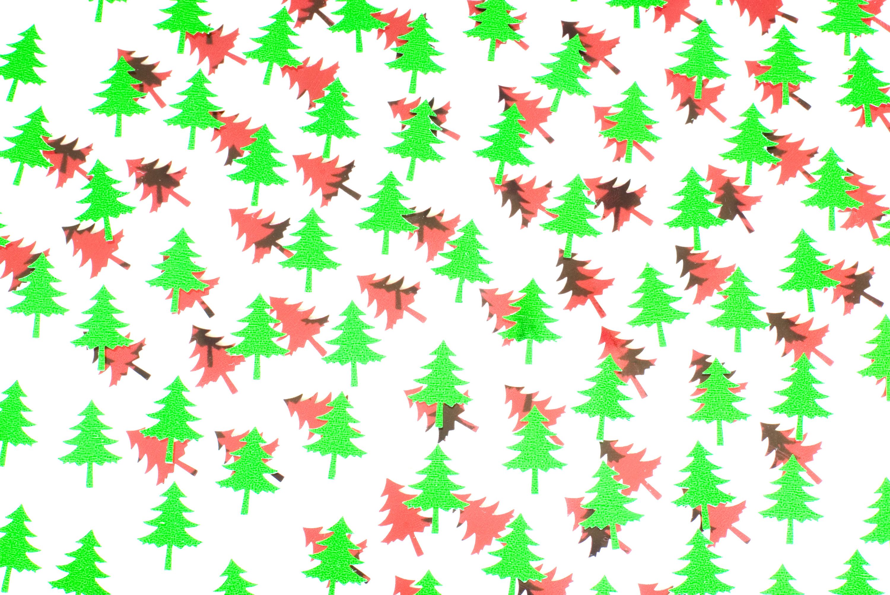 Photo of red and green trees. Free christmas image