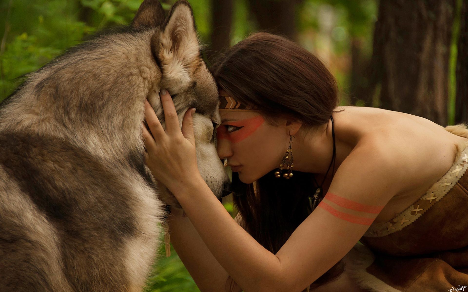 Girl & wolf friendship. Wolves and women, Native american drums, Native american music