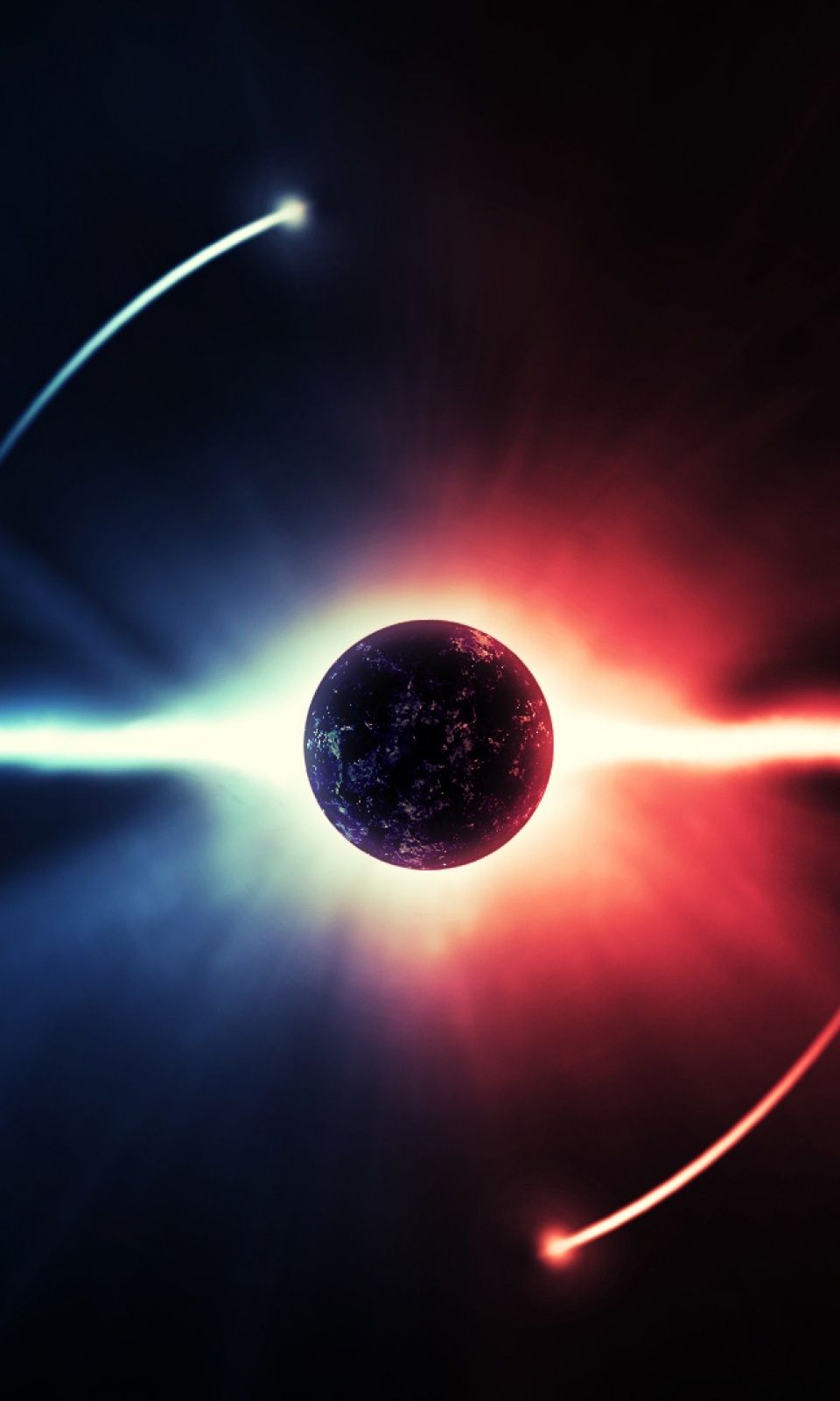 Eclipse Blue Red Stars Mobile Wallpaper