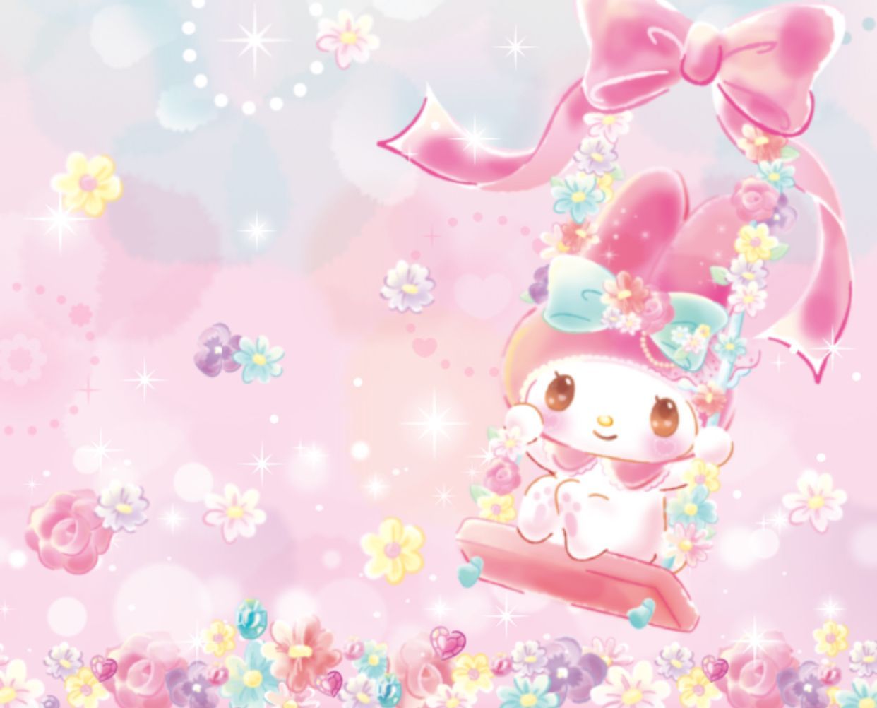 Download My Melody With Pink Ribbon Wallpaper  Wallpaperscom