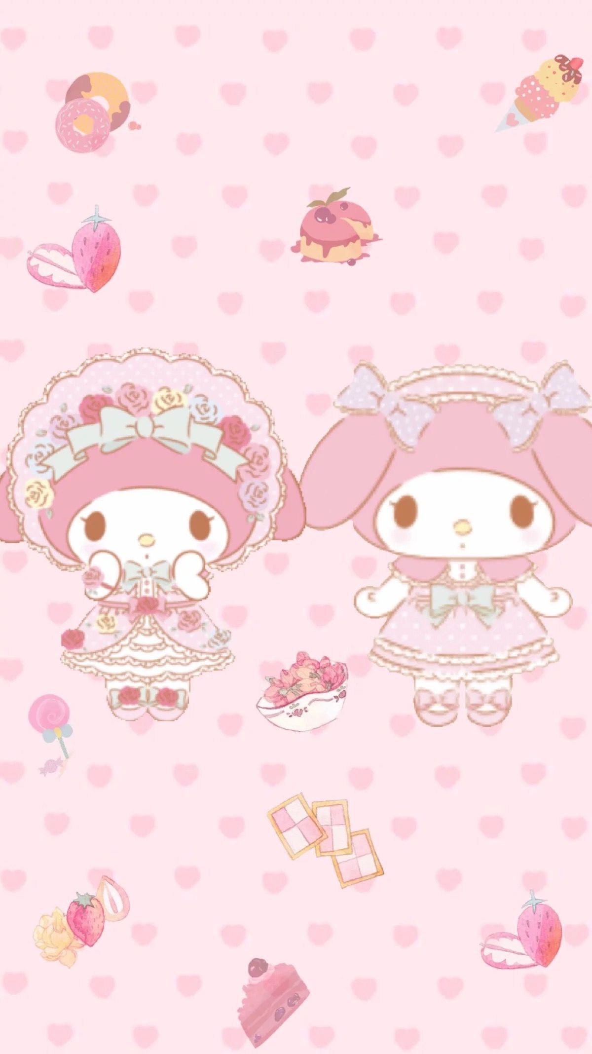My melody kawaii pink wallpaper. マイメロディ, キティ, キティちゃん