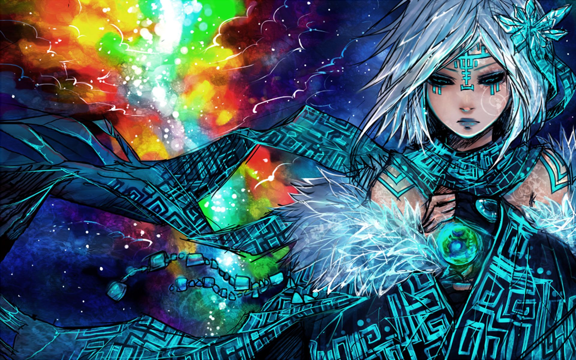 anime, Original, Sci, Fi, Science, Fiction, Space, Nebula, Stars, Color, Women, Females, Girls, Art, Artistic Wallpaper HD / Desktop and Mobile Background